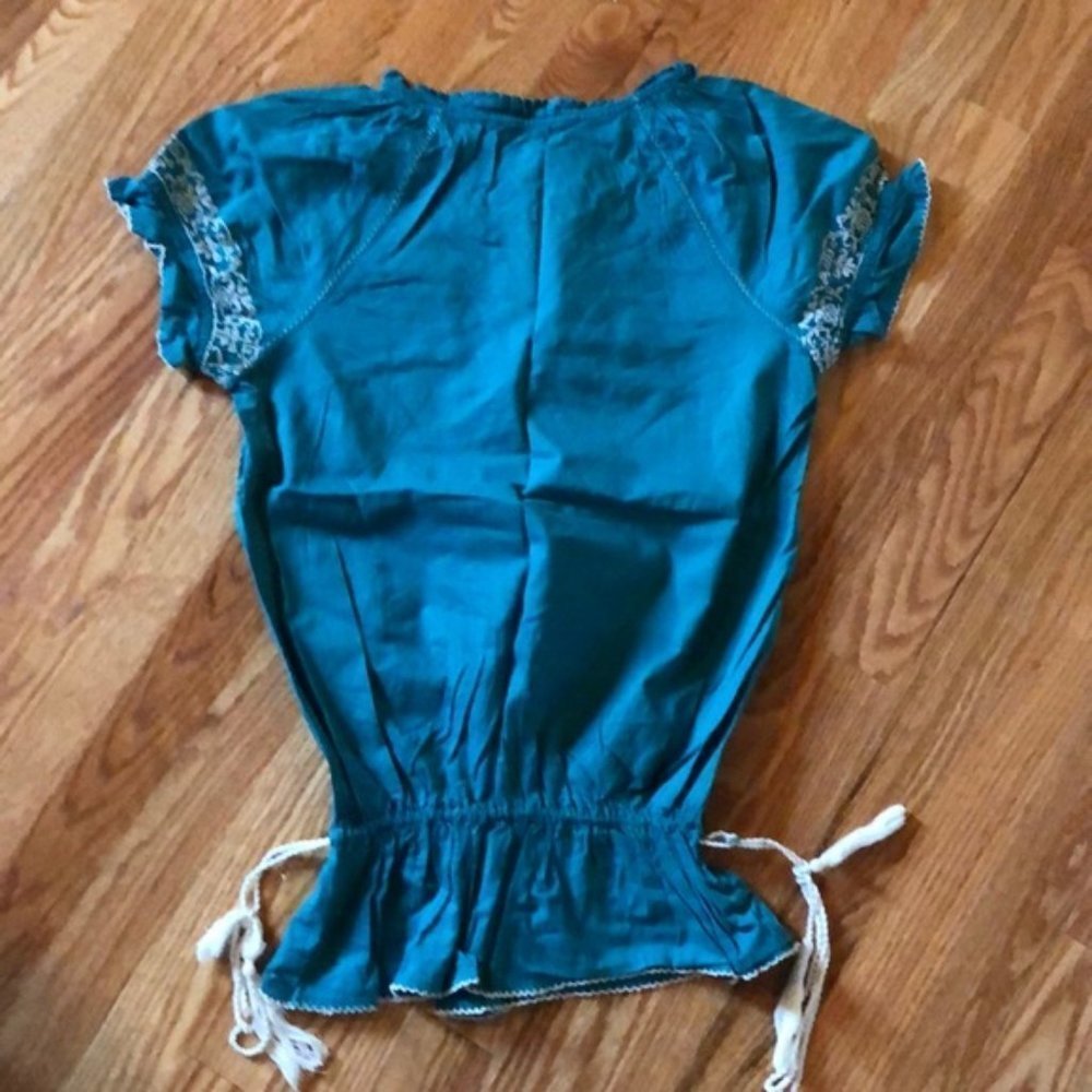 Embroidered blouse with drawstring waist. Medium - Picture 4 of 7